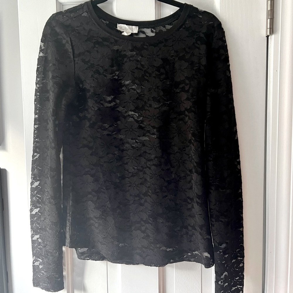 Forever 21 sheer black lace top